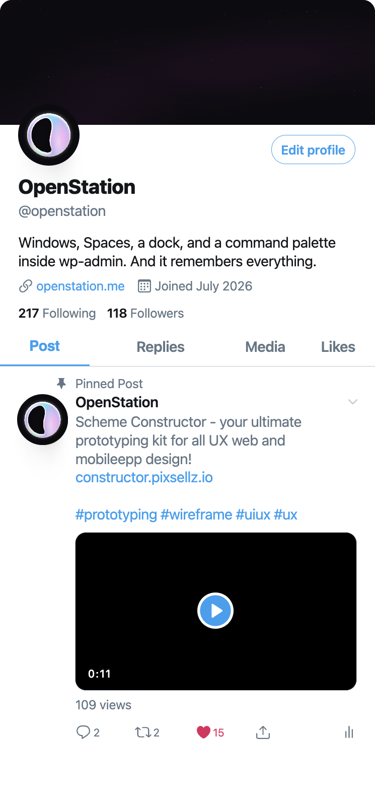 X profile mockup with the Galaxy header